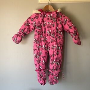 Pink OshKosh Baby Snowsuit 12M | Warm Floral Winter Suit